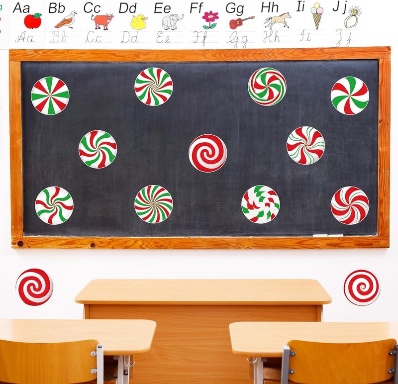 TREWAVE Winter Christmas Peppermint Candy Cutouts Christmas Bulletin Board Decorations Classroom Winter Holiday Cut-Outs Home School Bulletin Board Stickers for Wall Window - Image 4